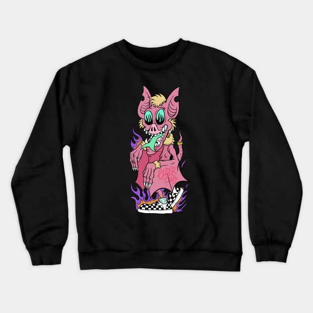 Dope pig monster wearing vans illustration Crewneck Sweatshirt by slluks_shop